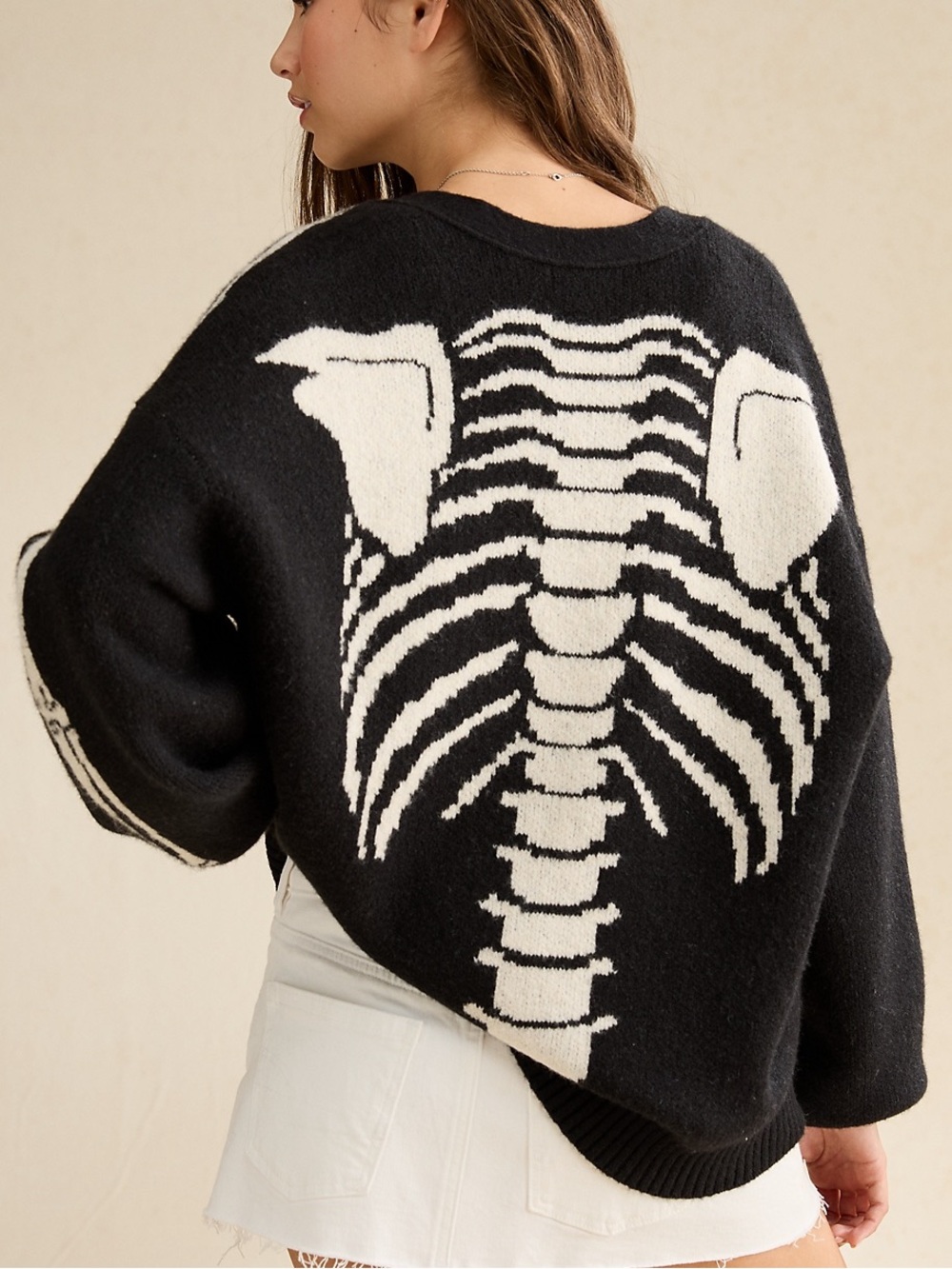 American eagle AE Whoa So Soft Skeleton Cardigan sweater Halloween S M L XL